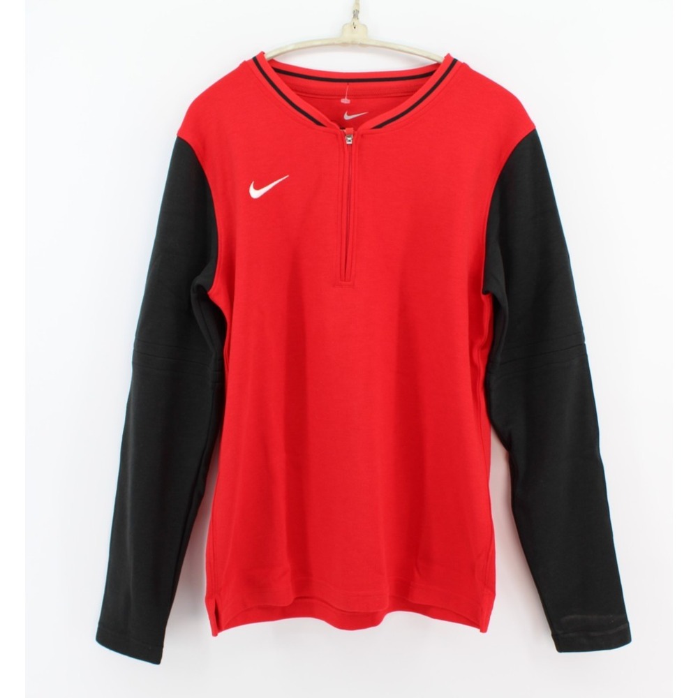 Nike‎ Dri-Fit Football 1/4 Zip Pullover Top Womens S FJ9572 Red Black LS $85